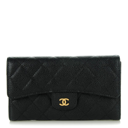 Chanel Caviar Quilted Large Flap Wallet Black 1 of 8