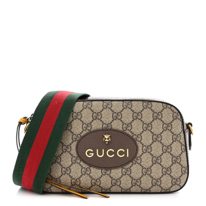 Gucci GG Supreme Monogram Web Neo Vintage Shoulder Bag Beige New Acero Crop 1 of 12