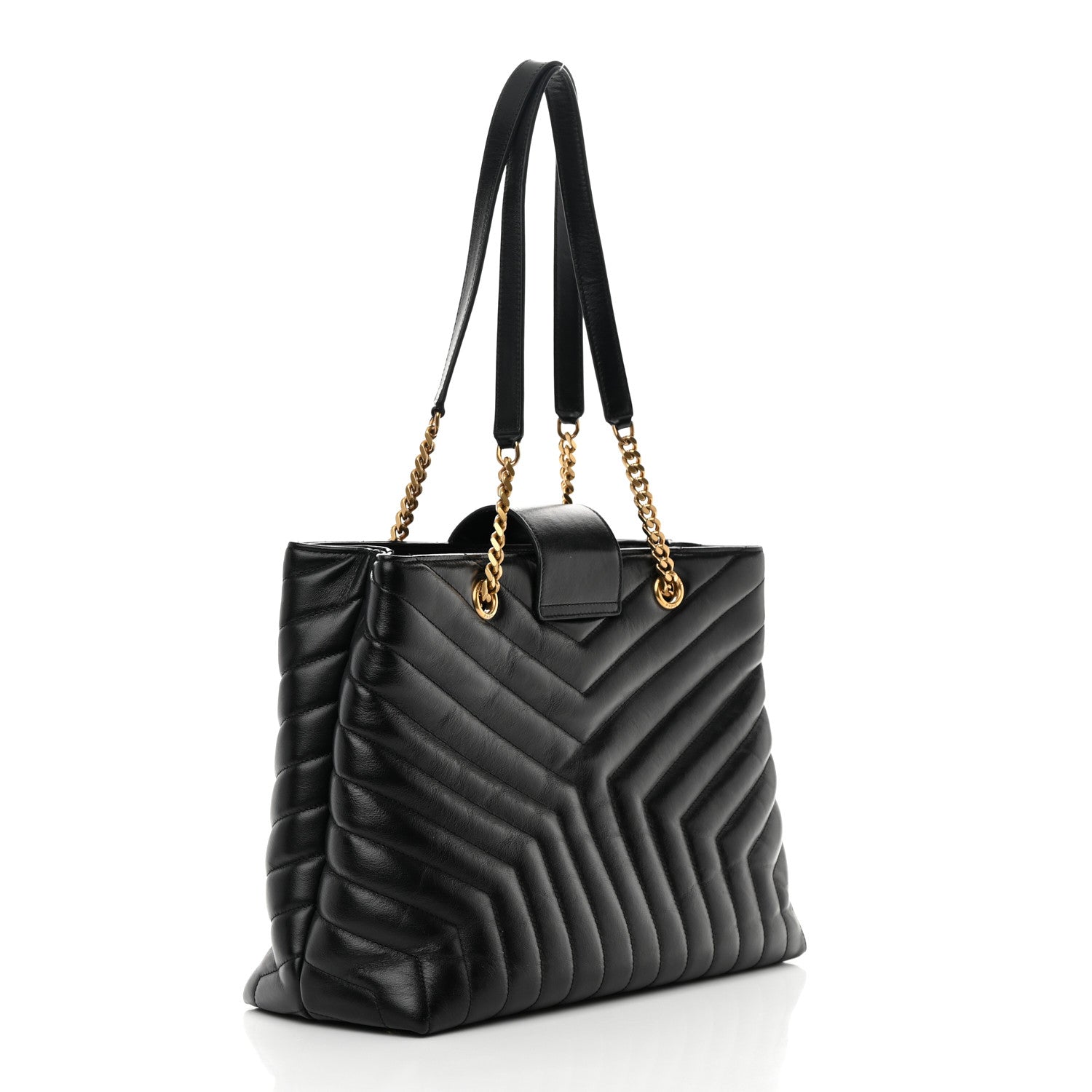 Saint Laurent Calfskin Y Quilted Monogram Large Loulou Shopper Black 3 of 17