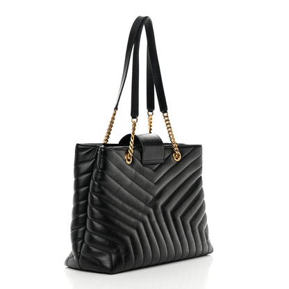 Saint Laurent Calfskin Y Quilted Monogram Large Loulou Shopper Black 3 of 17