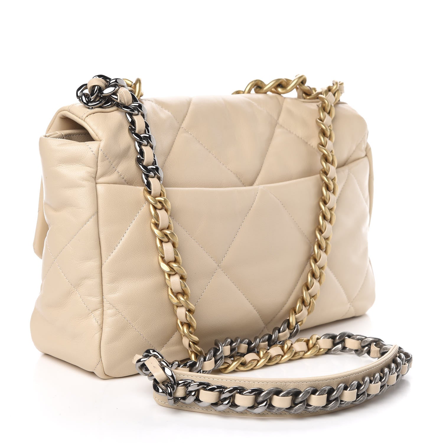 Chanel Goatskin Quilted Medium 19 Flap Beige 3 of 10