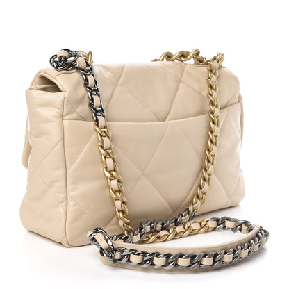 Chanel Goatskin Quilted Medium 19 Flap Beige 3 of 10