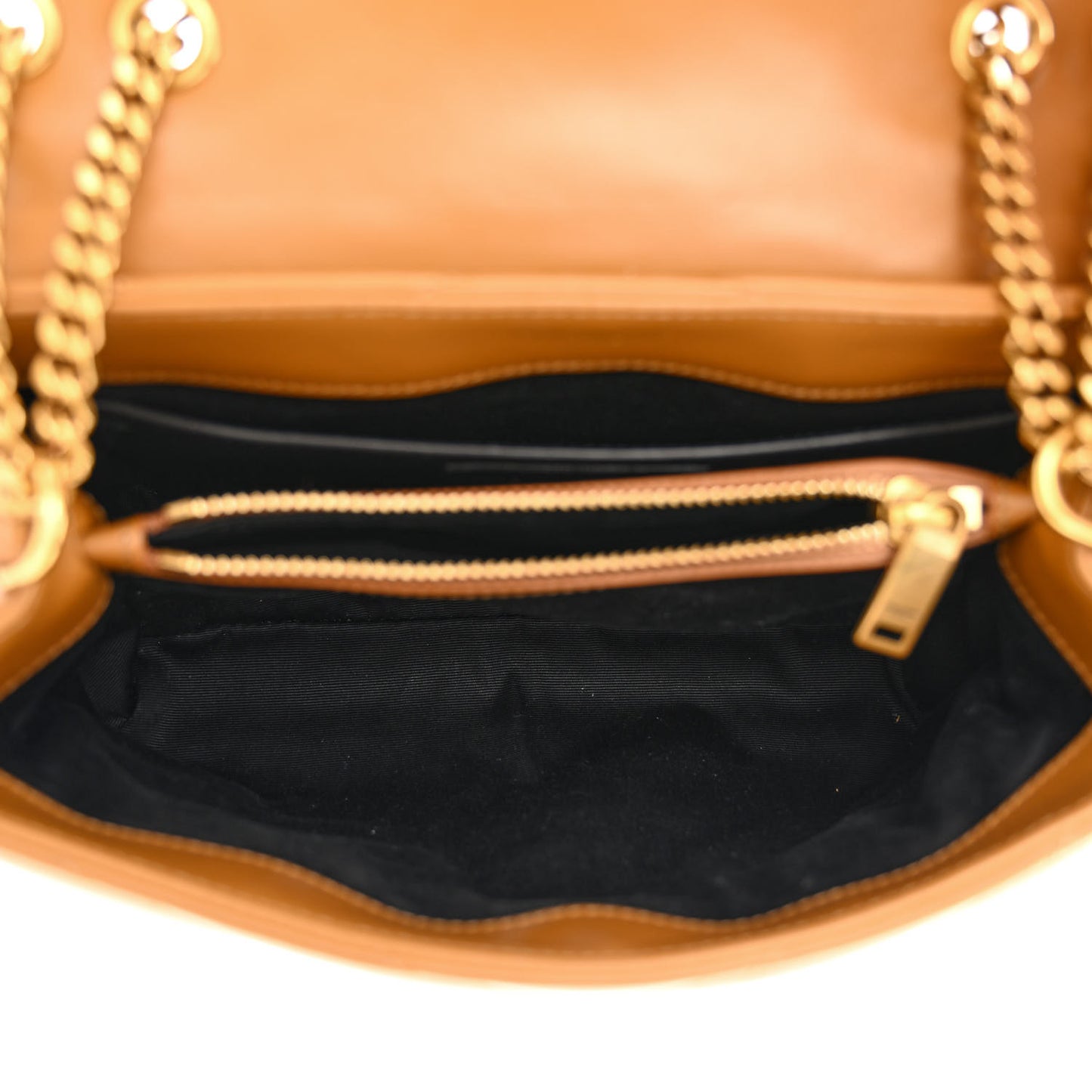 Calfskin Y Quilted Monogram Small Loulou Chain Satchel Dark Natural