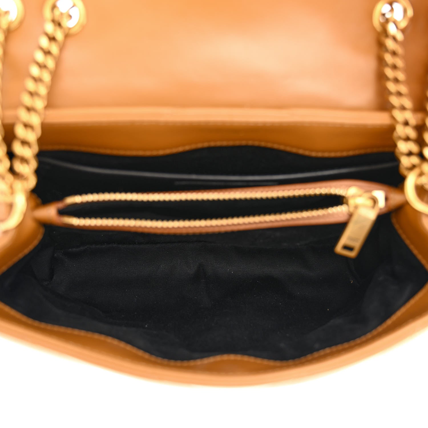 Saint Laurent Calfskin Y Quilted Monogram Small Loulou Chain Satchel Dark Natural 5 of 10
