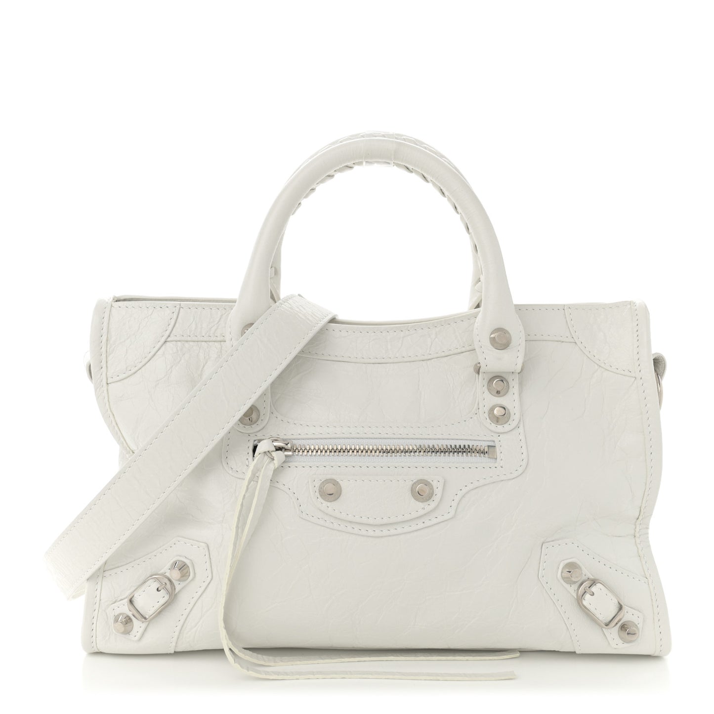 Agneau Arena Silver Hardware Small Le City Optic White