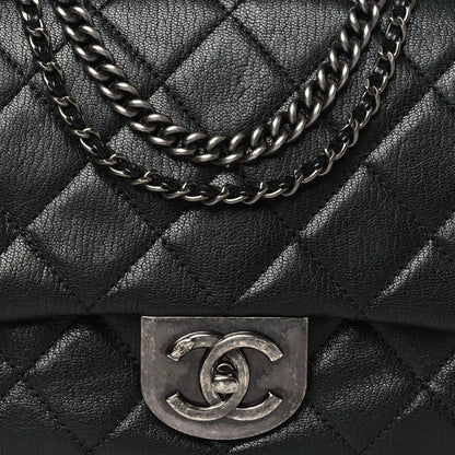 Chanel Shiny Goatskin Quilted Small Double Carry Waist Chain Flap Black 8 of 12