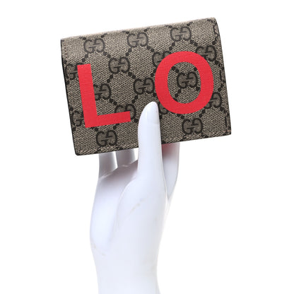 Gucci GG Supreme Monogram Moon Calfskin Love Valentines Day Card Case Beige Ebony New Geranium 2 of 7