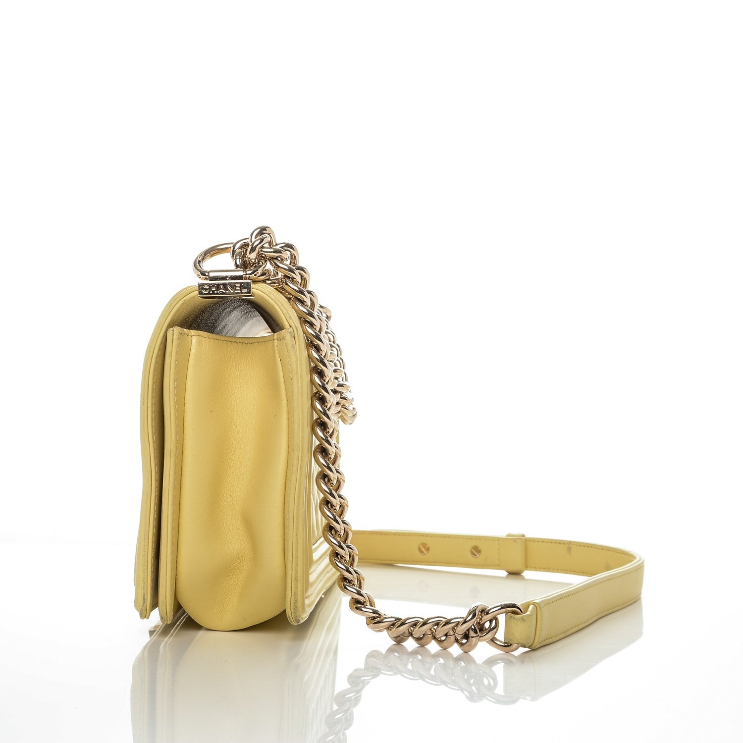 Chanel Lambskin Quilted Medium Boy Flap Yellow 4 of 17