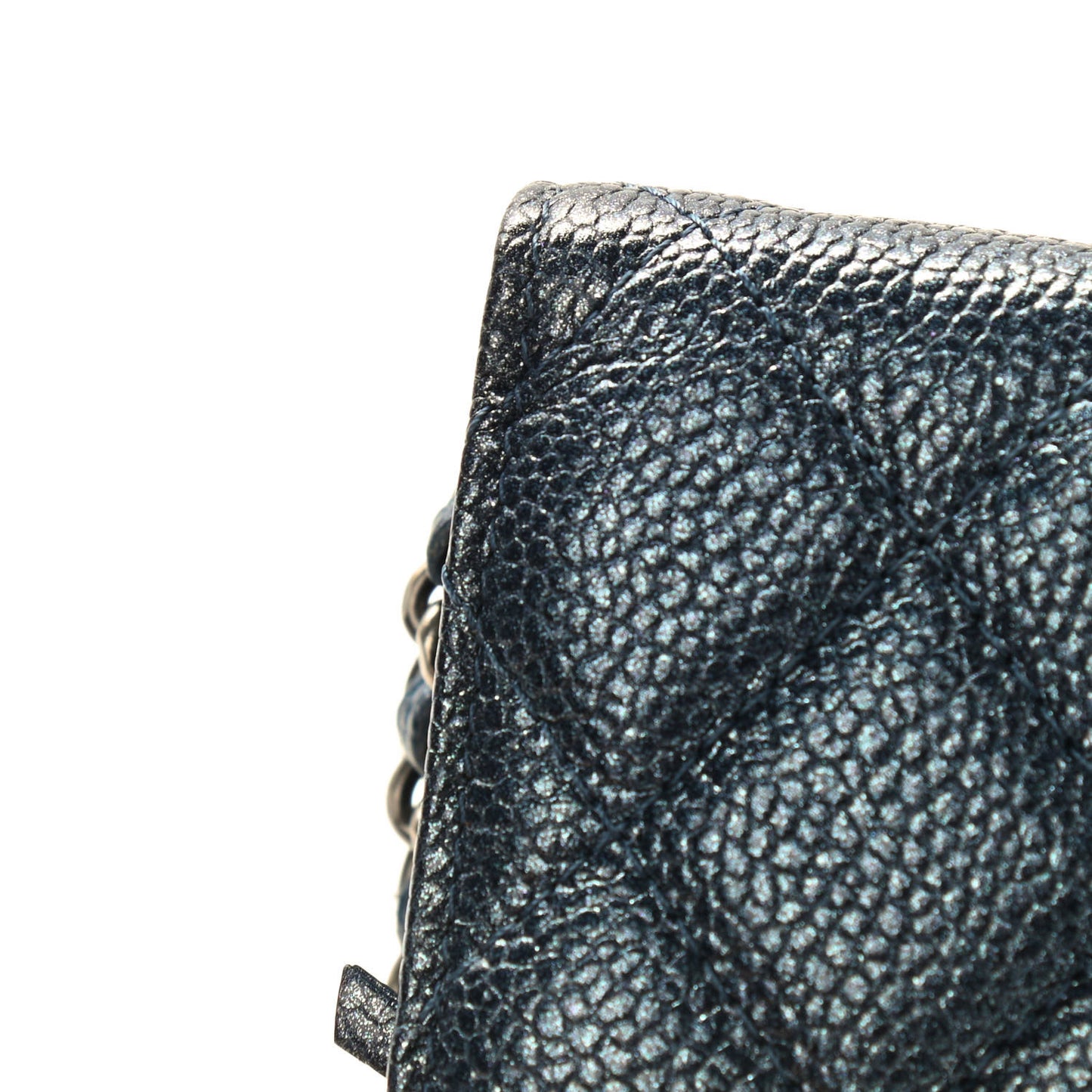 Metallic Caviar Quilted Wallet On Chain WOC Charcoal
