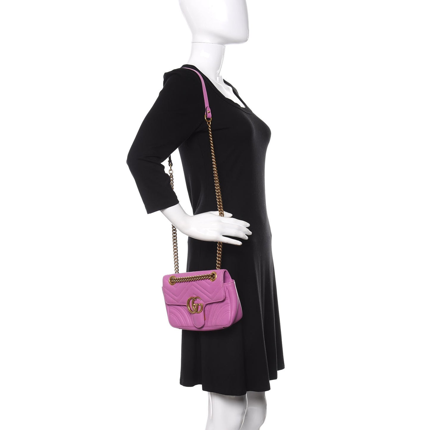Calfskin Matelasse Mini GG Marmont Shoulder Bag Candy Mousse