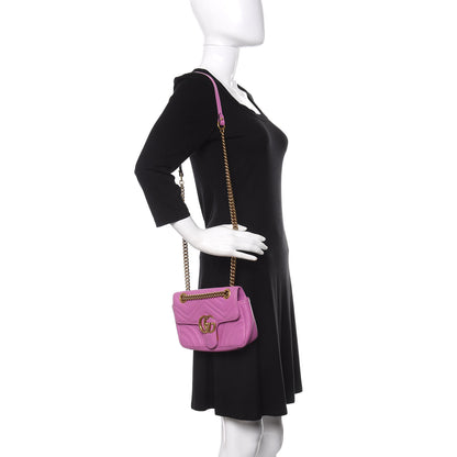 Gucci Calfskin Matelasse Mini GG Marmont Shoulder Bag Candy Mousse 2 of 11