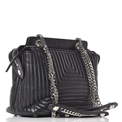 Fendi Shiny Nappa Trapuntata Chain Small DotCom Click Chain Satchel Black 3 of 14