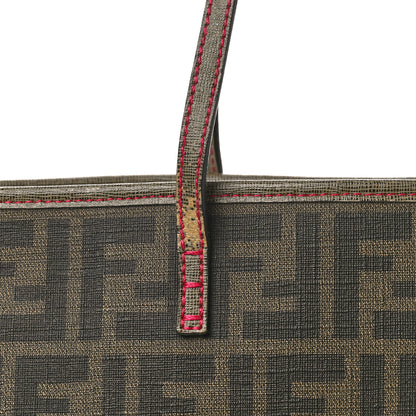 Fendi Zucca Spalmati Vitello Elite Small Roll Tote Tobacco Ciclamino 9 of 17