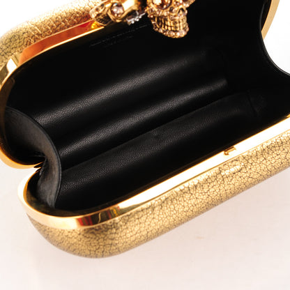 Alexander McQueen Metallic Crackled Lambskin Skull Box Clutch Antique Gold 5 of 8
