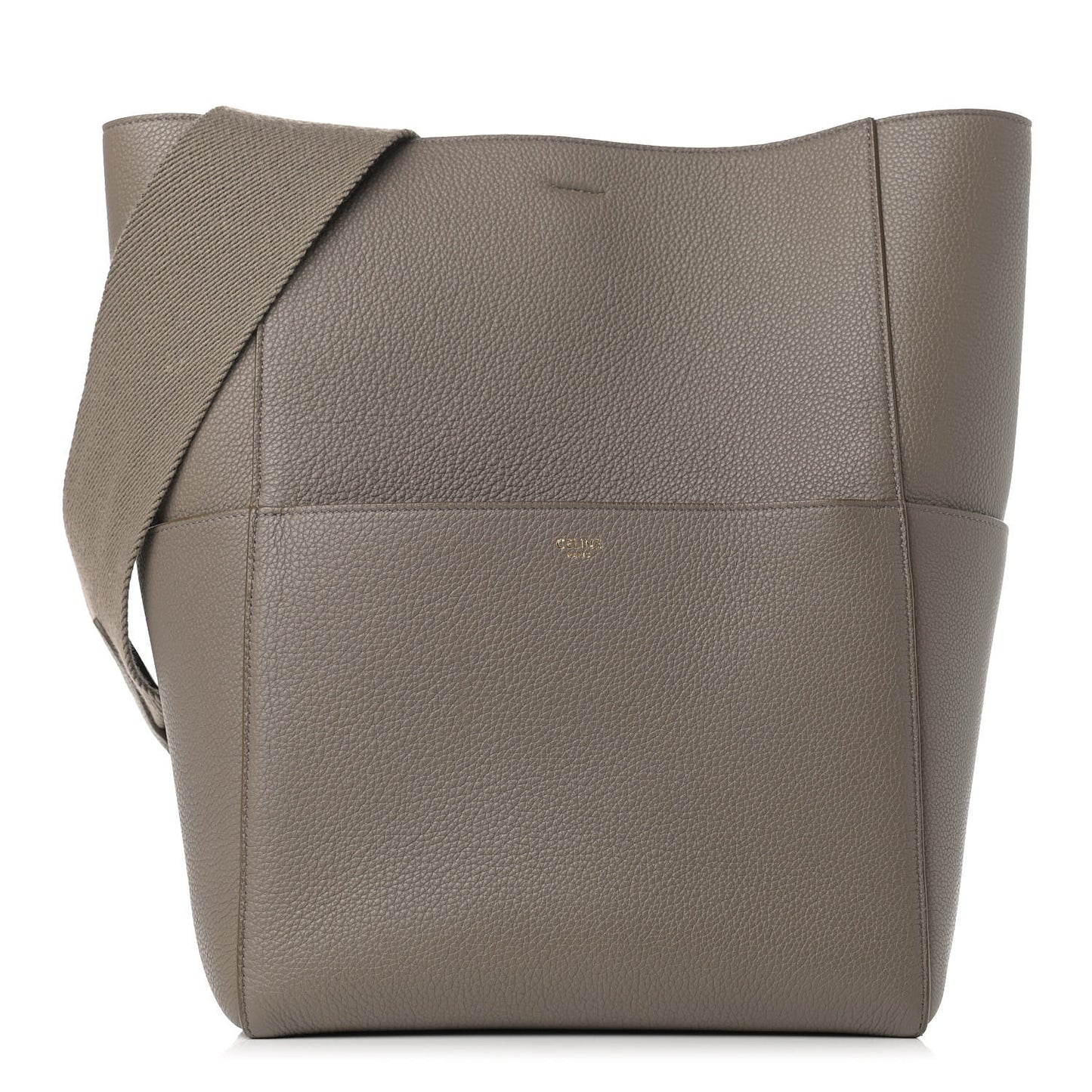 Soft Grained Calfskin Sangle Bucket Bag Taupe