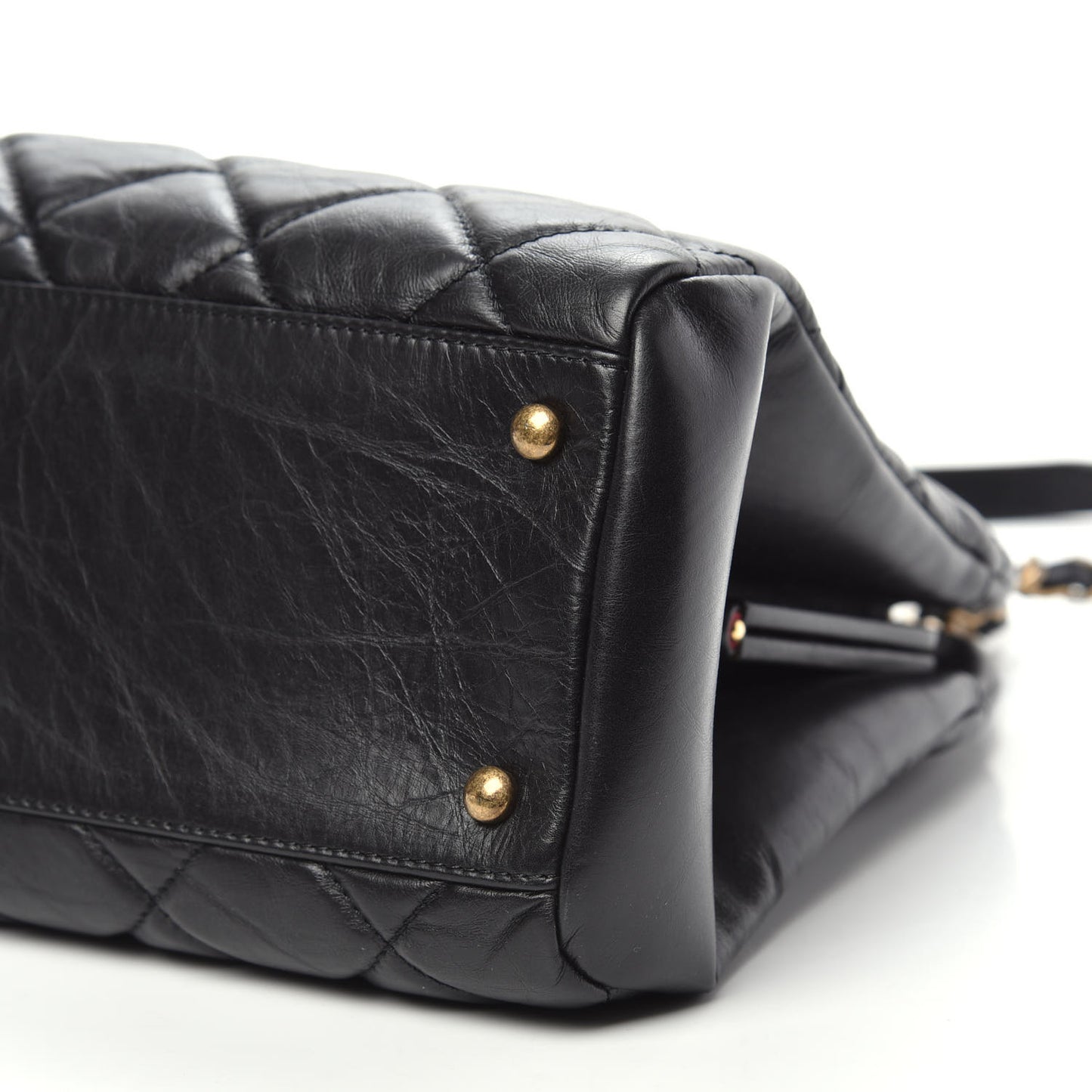 Aged Calfskin Large Just Mademoiselle Bowling Bag Black