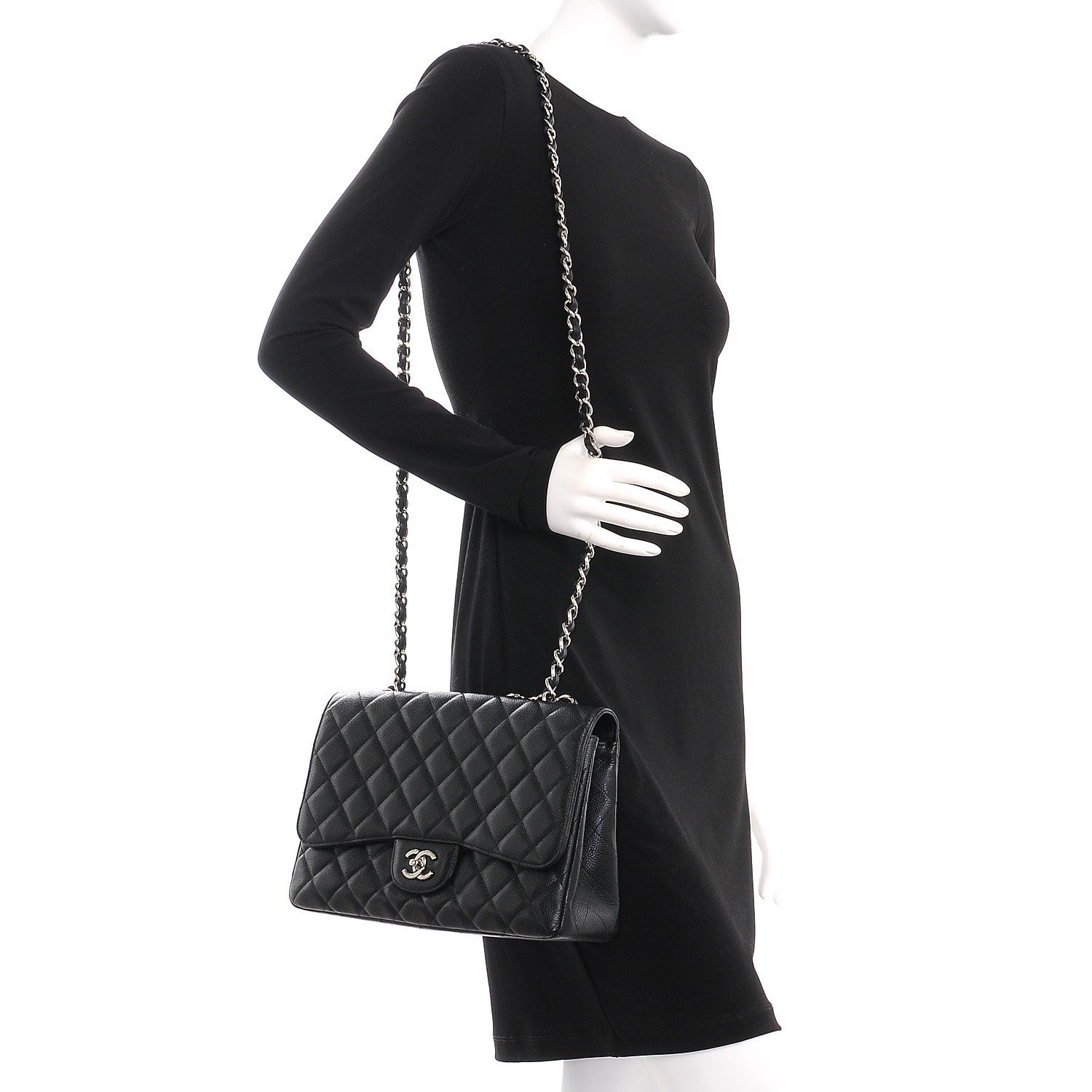 Chanel Caviar Quilted Jumbo Single Flap Black 2 of 8