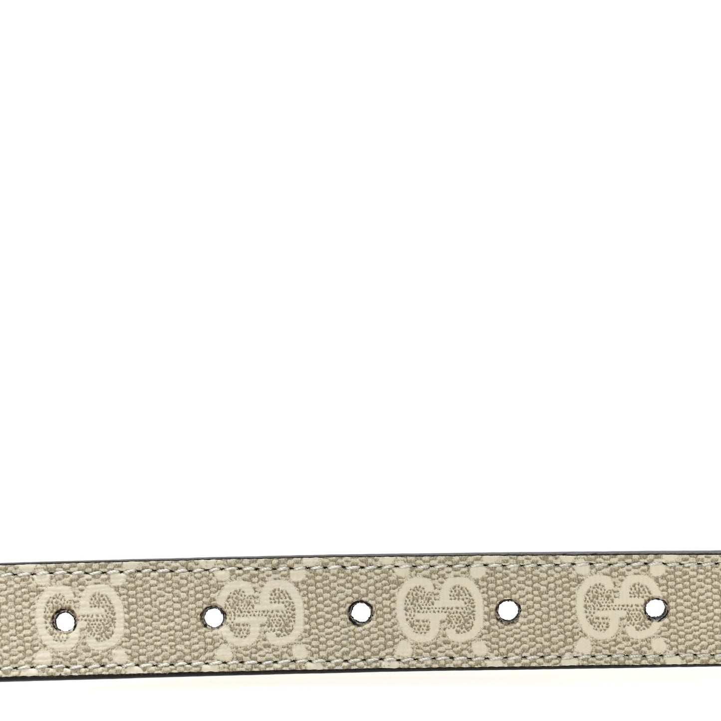 GG Supreme Monogram Plutone Calfskin Enamel Double G 20mm Belt 80 32 Beige Ebony Mystic White