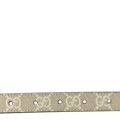 Gucci GG Supreme Monogram Plutone Calfskin Enamel Double G 20mm Belt 80 32 Beige Ebony Mystic White 3 of 5