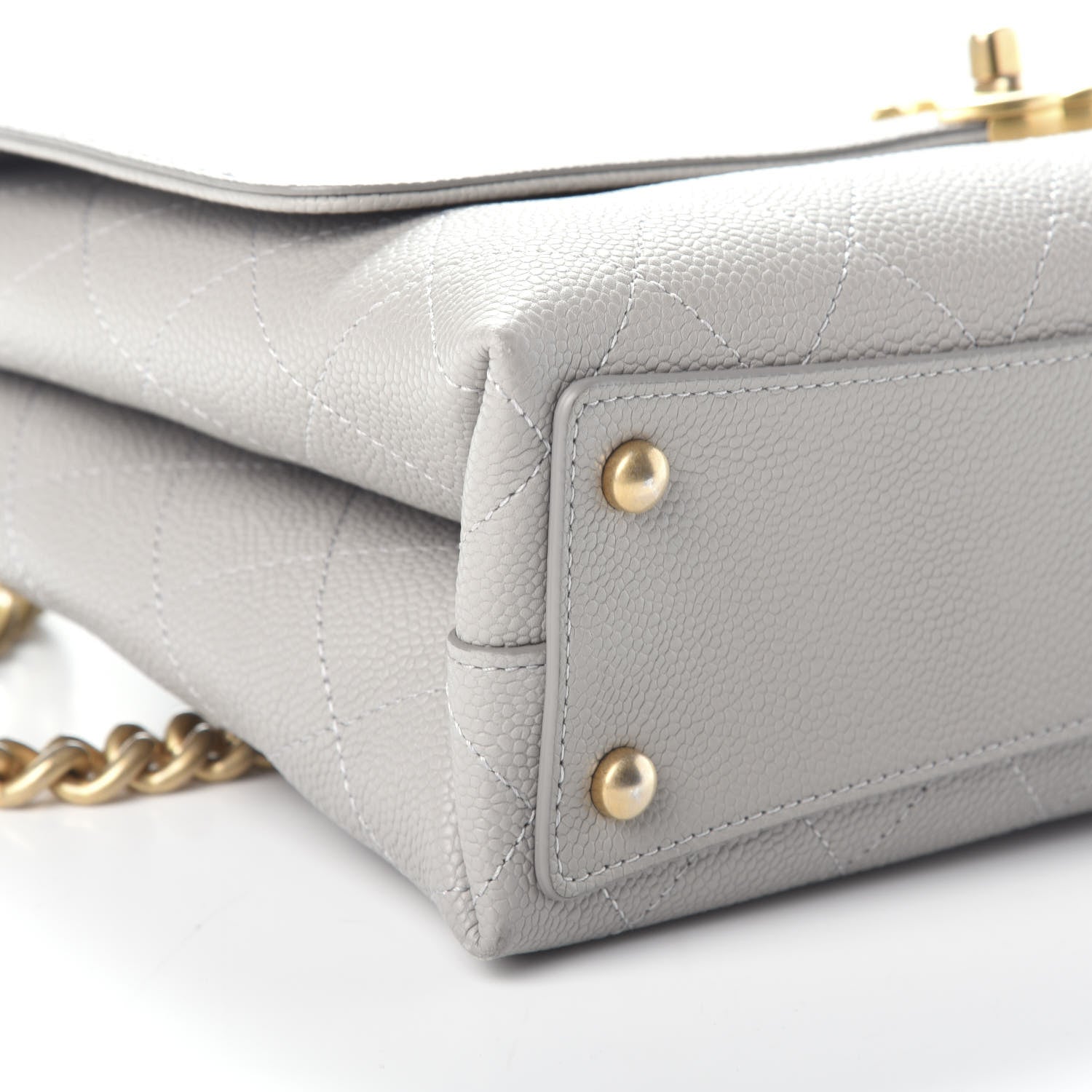 Chanel Grained Calfskin Small Stitched Flap Grey 9 of 10