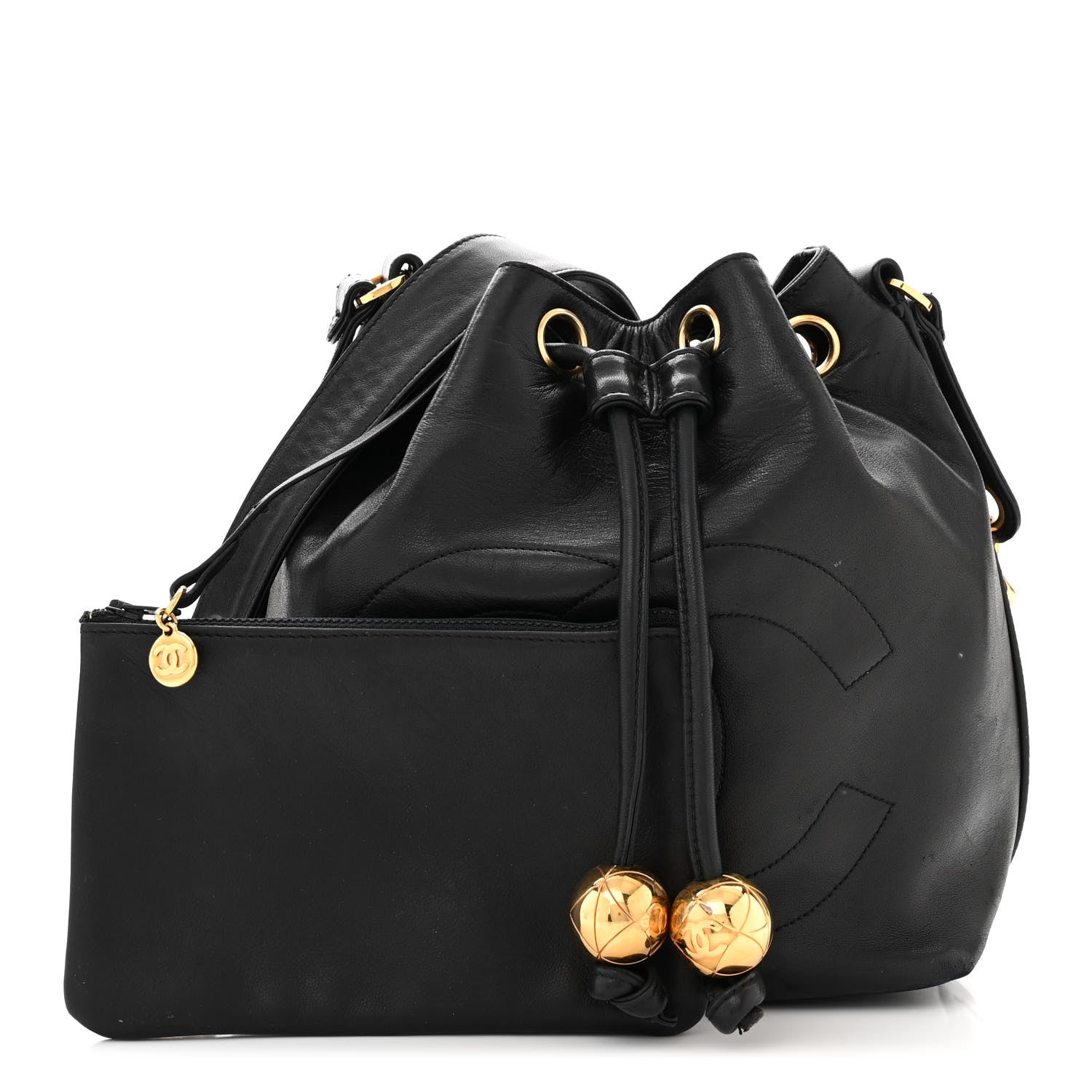 Chanel Lambskin CC Drawstring Bag Black 3 of 14