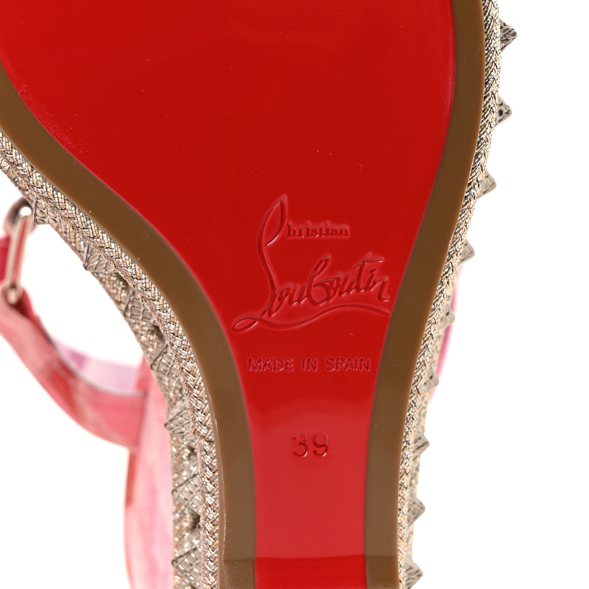 Christian Louboutin Silk Spike Studded Floral Chine Pyraclou 110 Wedge Sandals 39 Multicolor 7 of 9