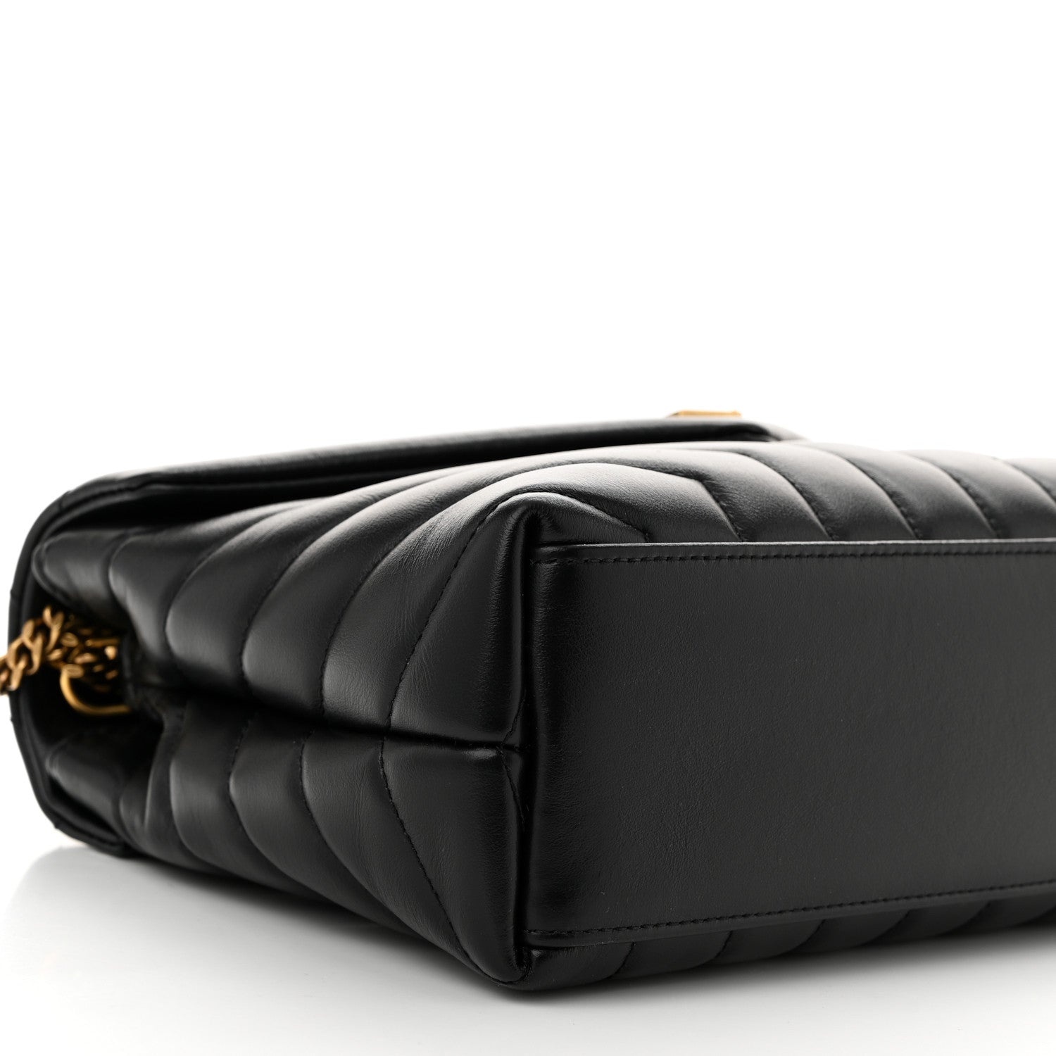 Saint Laurent Calfskin Y Quilted Monogram Small Loulou Chain Satchel Black 9 of 10