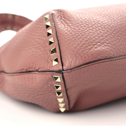 Valentino Garavani Pebbled Calfskin Small Rockstud Flip Lock Hobo Dark Nude 5 of 8