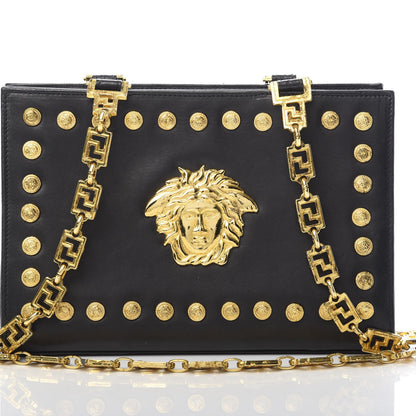 Versace Calfskin Medallion Tribute Chain Shoulder Bag Black 6 of 14