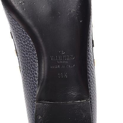 Valentino Garavani Pebbled Calfskin Rockstud Ballerina Flats 39.5 Deep Denim 7 of 10