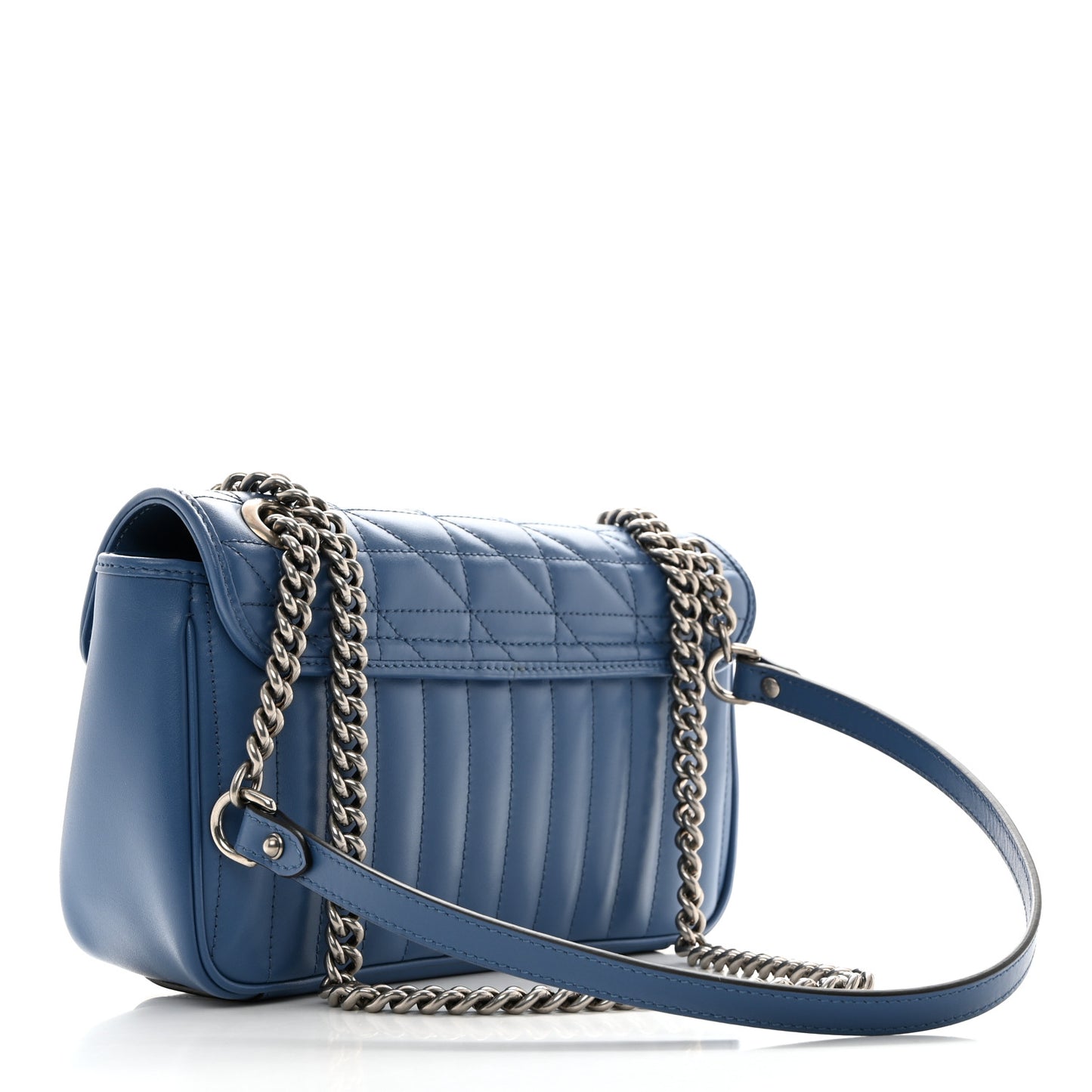 Calfskin Matelasse Mini GG Marmont Shoulder Bag Clear Sky Blue