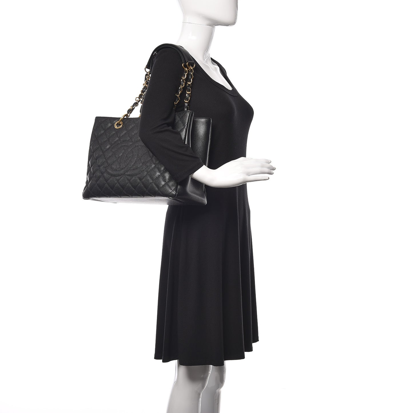 Caviar Quilted Grand Shopping Tote GST Black