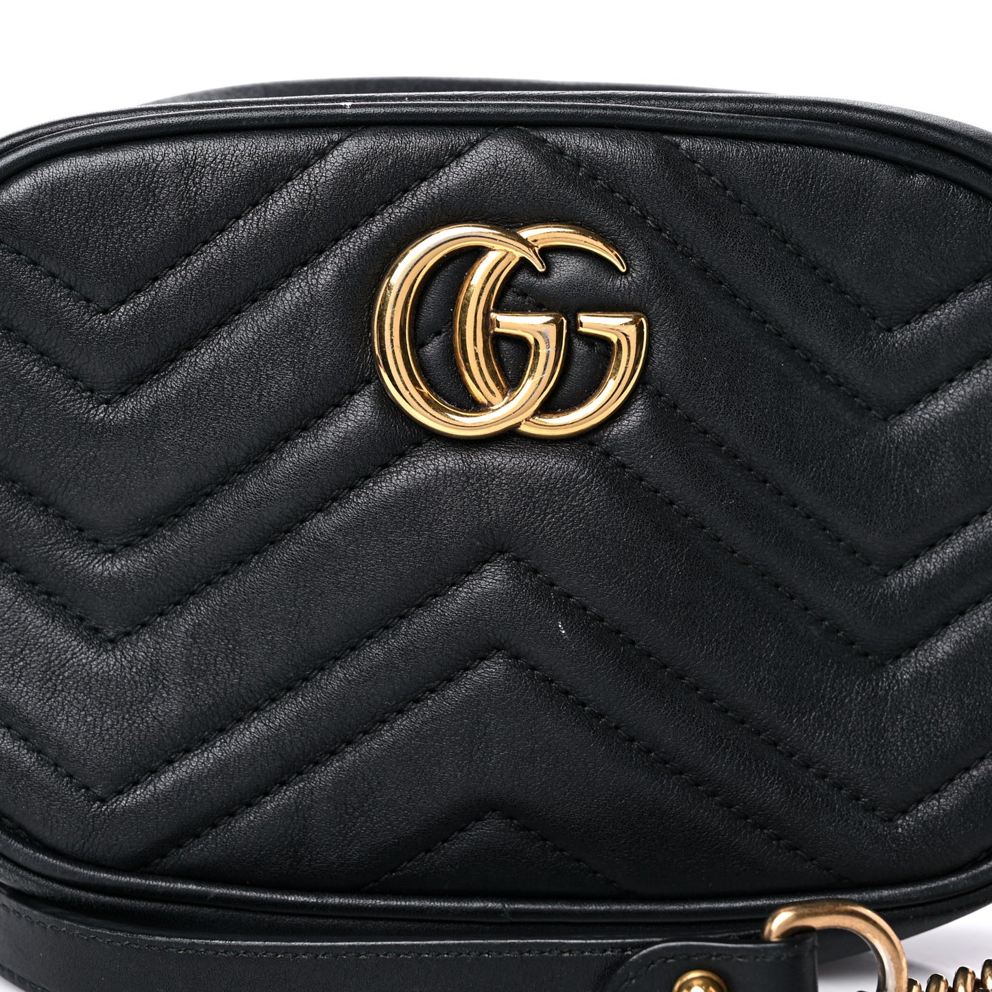 Calfskin Matelasse Mini GG Marmont Chain Shoulder Bag Black