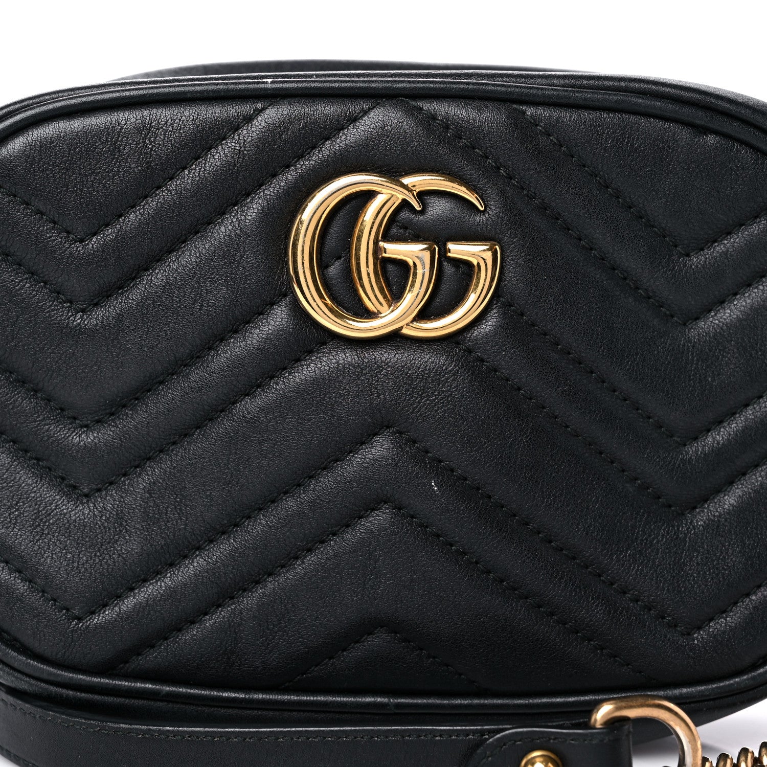 Gucci Calfskin Matelasse Mini GG Marmont Chain Shoulder Bag Black 21 of 25