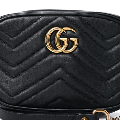 Gucci Calfskin Matelasse Mini GG Marmont Chain Shoulder Bag Black 21 of 25