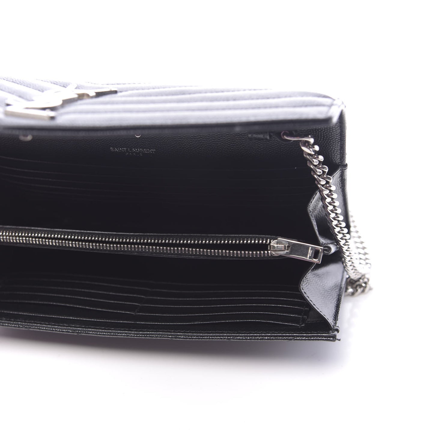 Grain De Poudre Matelasse Chevron Monogram Chain Wallet Black