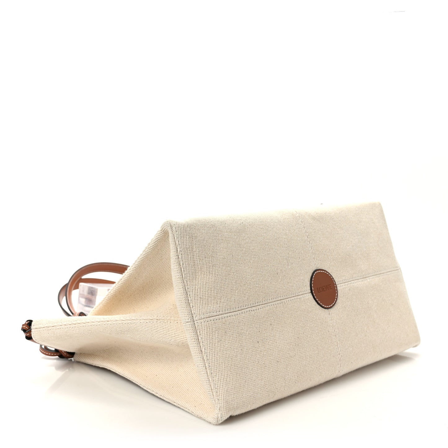 Canvas Calfskin Small Cushion Tote Beige