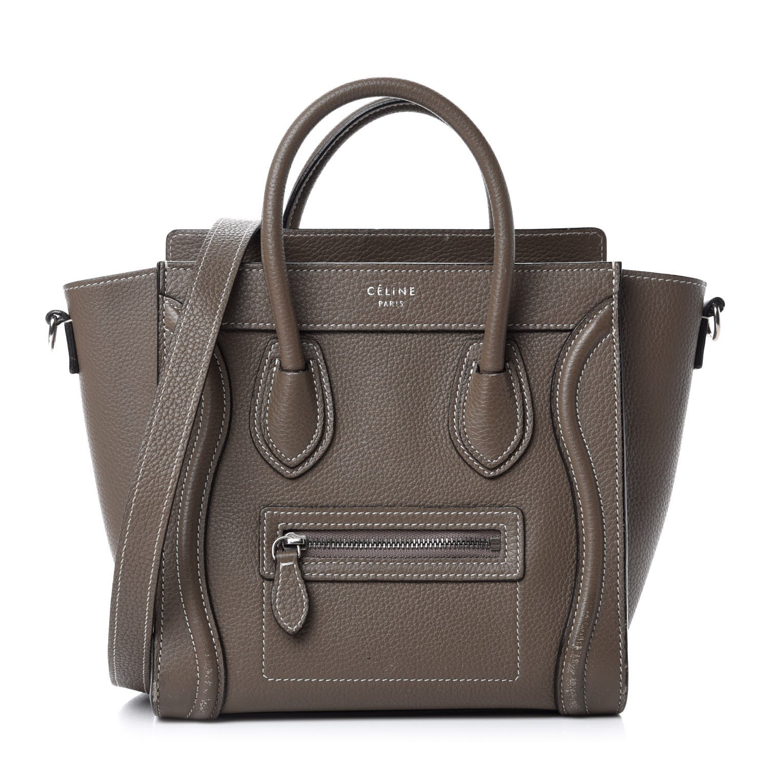 Celine Drummed Calfskin Nano Luggage Souris 1 of 20