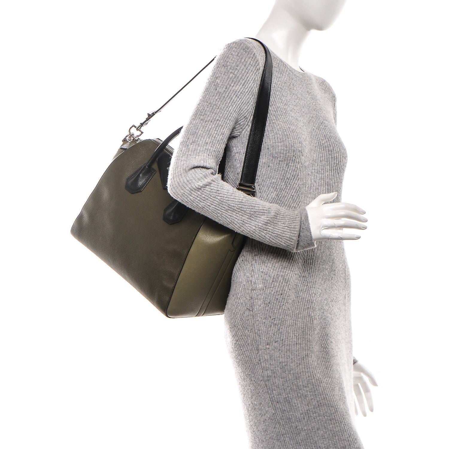 Givenchy Sugar Goatskin Medium Tri-Color Antigona Khaki Black 2 of 8