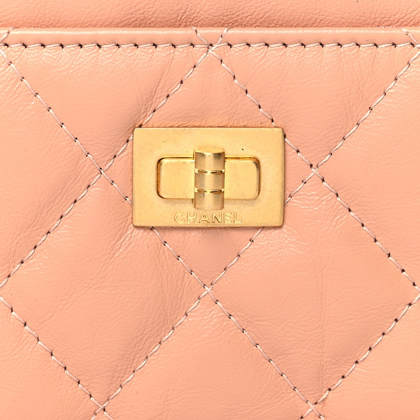 Aged Calfskin Quilted Reissue Card Holder Beige