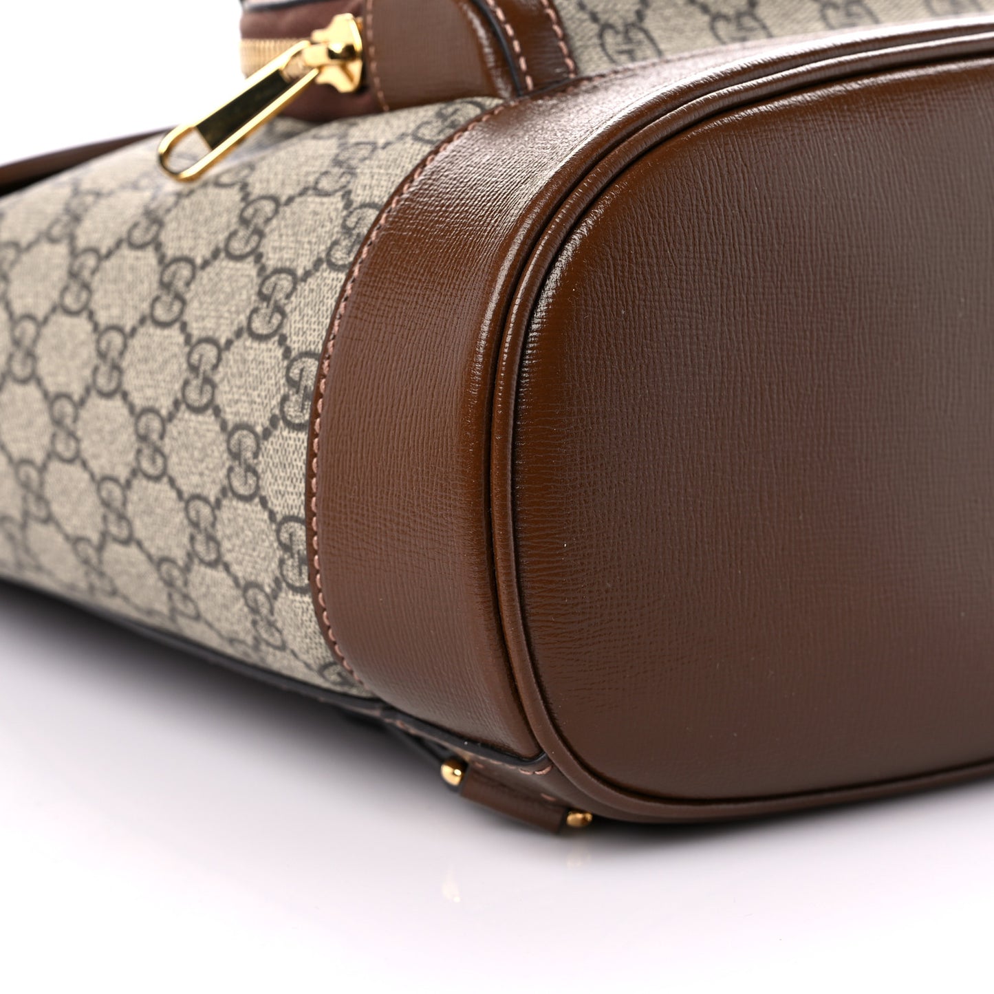 GG Supreme Monogram Calfskin Horsebit 1955 Single Buckle Backpack Beige Brown Sugar
