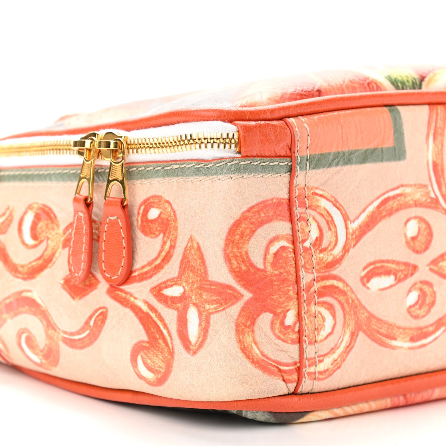 Balenciaga Agneau Floral Print Small Blanket Square Tote Orange 9 of 10