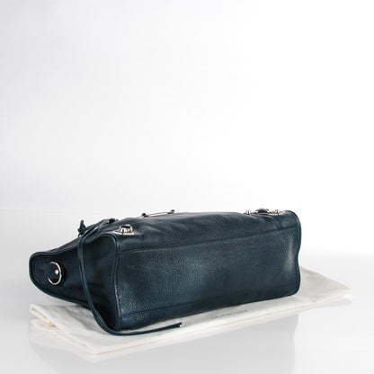 Balenciaga Chevre Silver Metallic Edge Hardware City Bleu Paon 4 of 14