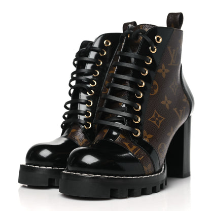 Louis Vuitton Patent Calfskin Monogram Star Trail Ankle Boots 36.5 Black 3 of 8