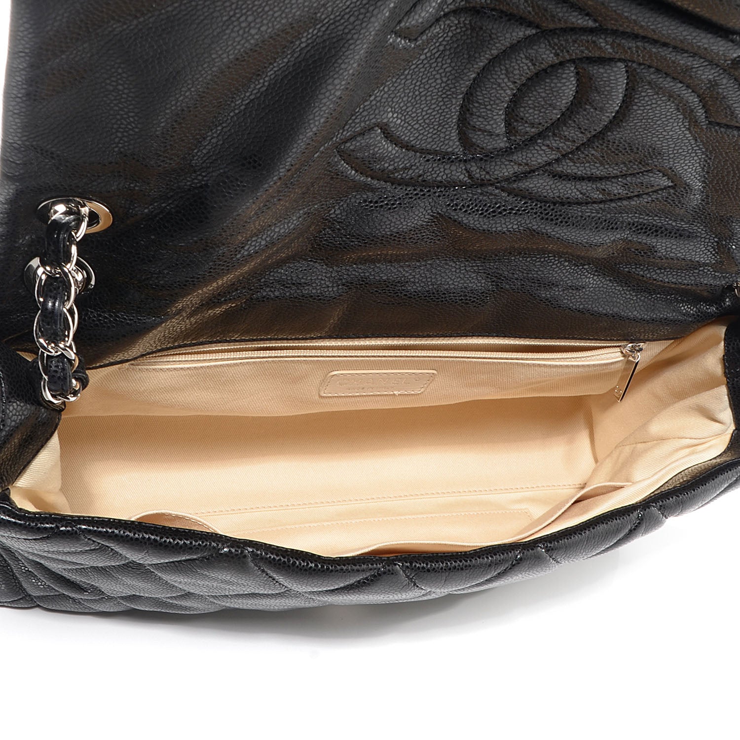 Chanel Glazed Caviar Medium Nature Flap Bag Black 5 of 7