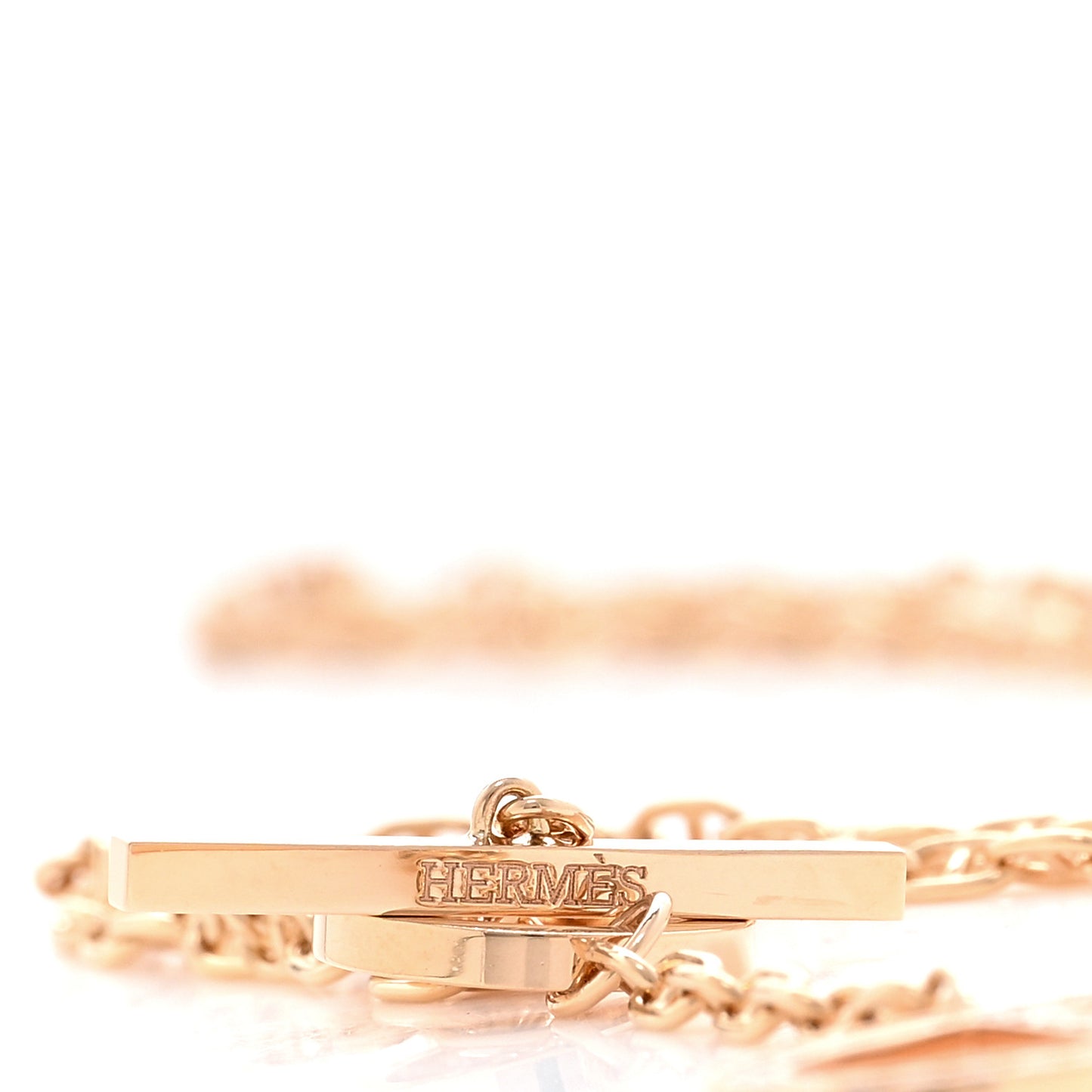 18K Rose Gold Diamond GM Chaine D'Ancre Contour Pendant Necklace SH