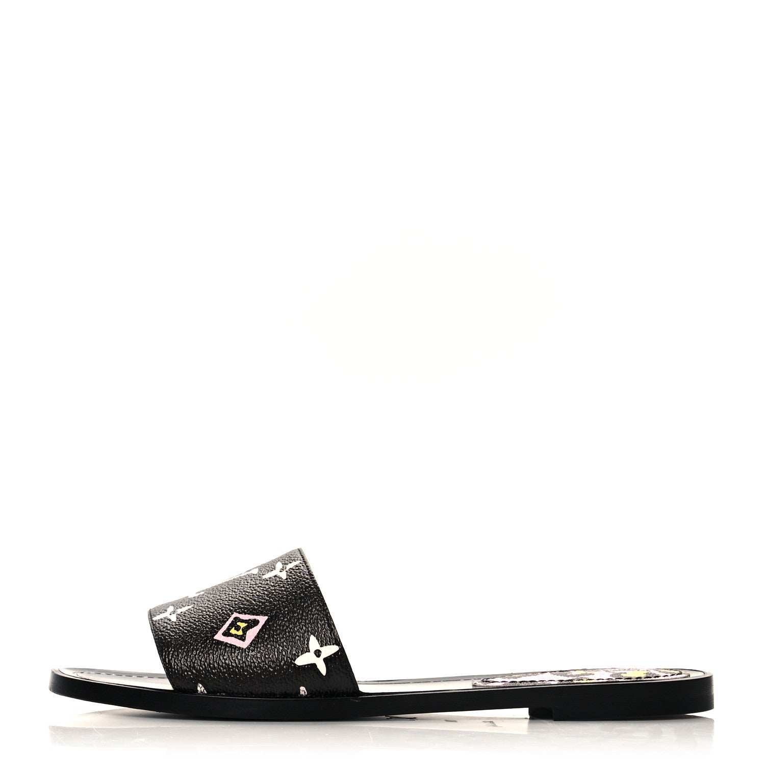 Louis Vuitton Monogram Wild At Heart Lock It Flat Mule 38 Black 1 of 9