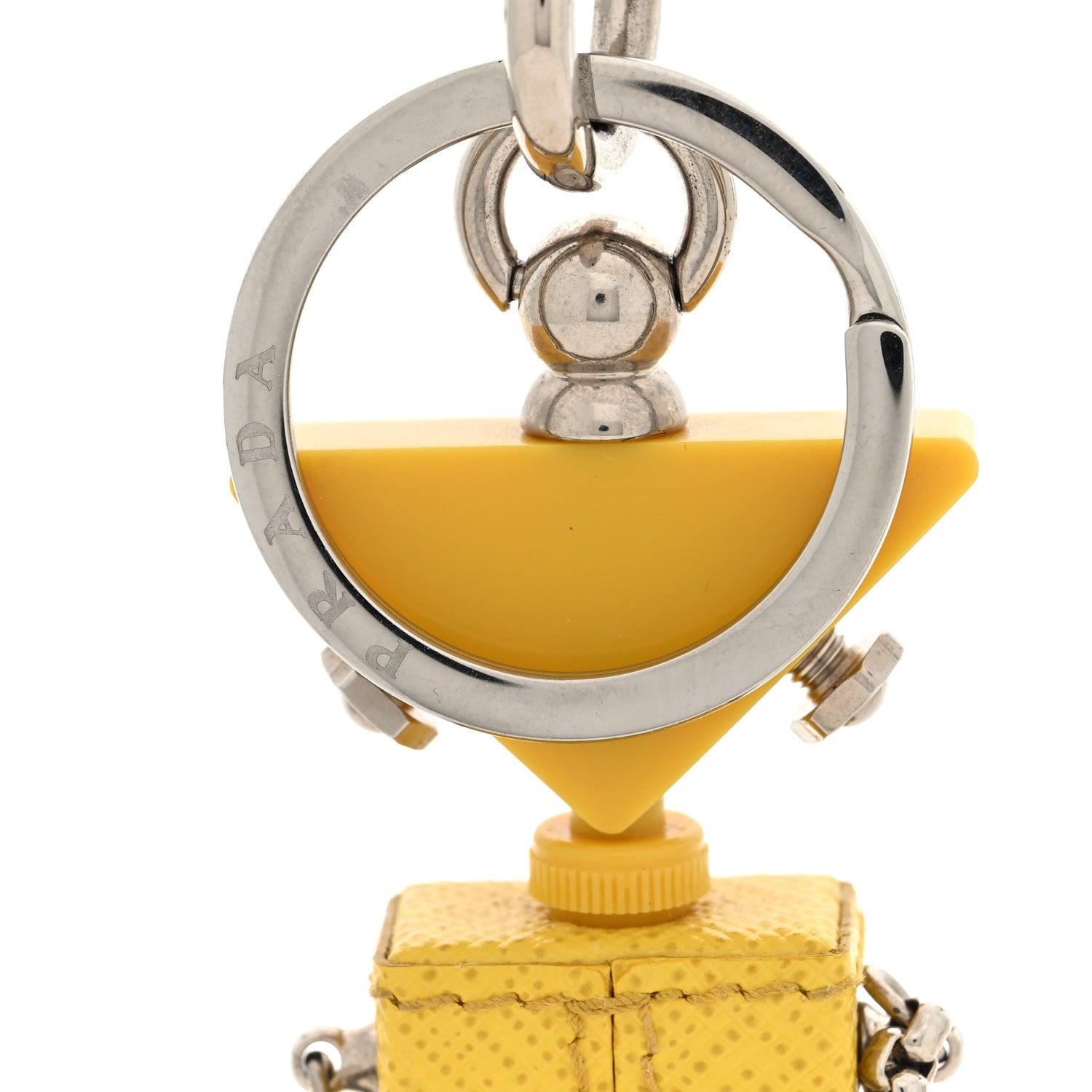 Prada Saffiano Edward Robot Trick Keychain Sunny Yellow 1862086