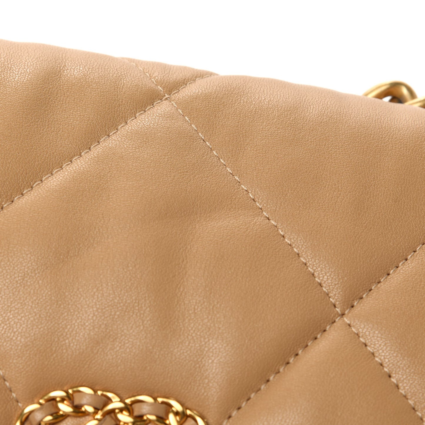 Lambskin Quilted Medium 19 Flap Dark Beige