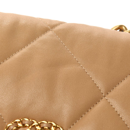 Chanel Lambskin Quilted Medium 19 Flap Dark Beige 8 of 12